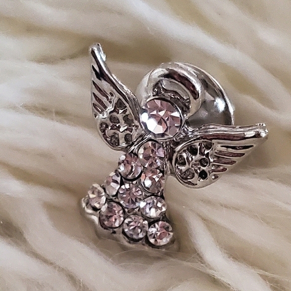 💃Silver Rhinestones Guardian Angel Brooch Badge. 🌴 - Picture 1 of 3